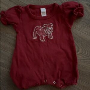 Maroon embroidered Bulldog body suit